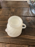 A-4159 fire king white milk glass swirl creamer with gold trim