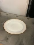 A-4157 fire king oval serving platter white gold rim
