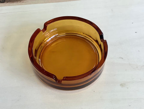 A-4095 Small Round Amber Glass Ashtray