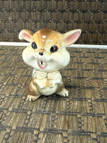 A-4286 Vintage MCM Anthropomorphic Squirrel Ceramic Fluffy Tail Big Eyes Figurine Japan