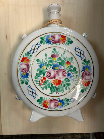 A-2717 Vintage Floral Porcelain Hungary Hollohaza Decanter