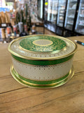 A-4179 Vintage Cookie Tin Green&Gold/Red&Gold