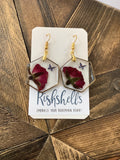 RSH-38 HEXAGON Dried Floral Resin Earrings