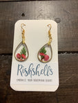 RSH-39 Tear Drop Dried Floral Resin Earrings