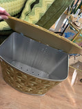 A-4255 Vintage Gold Metal Laundry Basket with lid