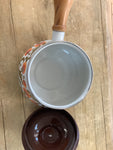 A 1756 Vintage Enamel Ware Fondu Pot and Lid ( No Stand
