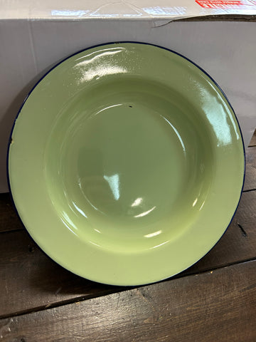 A-4229 Green Enamel Plate w/Blue Rim