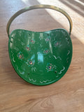 A-4242 Vintage Brass Wood Carrier storage - hand painted
