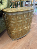 A-4255 Vintage Gold Metal Laundry Basket with lid