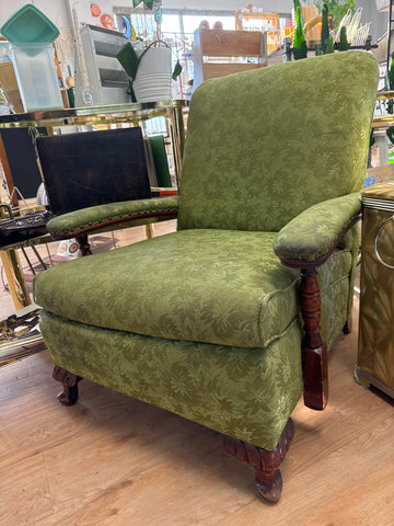 A-4253 Deep Green and Wood Lounging Chair