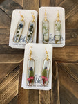 RSH-41 Oval Dried Floral Resin Earrings