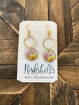 RSH-38 HEXAGON Dried Floral Resin Earrings