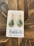 RSH-39 Tear Drop Dried Floral Resin Earrings