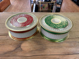 A-4179 Vintage Cookie Tin Green&Gold/Red&Gold