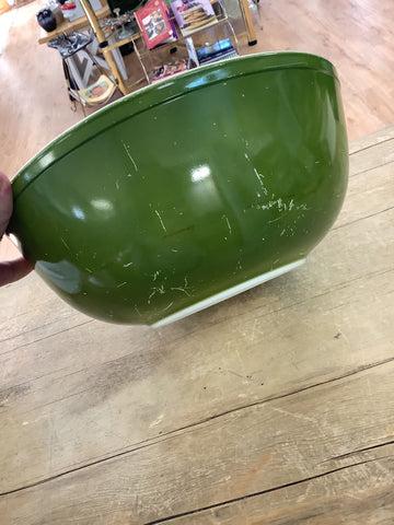 A 1056 Large Pyrex Verde Mixing bowl (not Mint) lots of imperfections