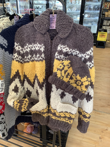 JK-01 Adult Brown And Yellow Handmade Coat & Toque (S-L size stretchy and forgiving)