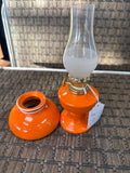 A-3490 Vintage Rare Orange Ceramic Oil Lamp Hurricane Cute Oil Lamp Made in Japan