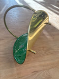 A-4242 Vintage Brass Wood Carrier storage - hand painted