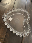 A- 4297 Heart Shaped Imperial Candlewick Etched Glass Ashtray or Caddy Dish with cornflower