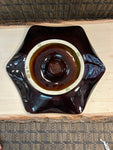 A-3474 Vintage Brown Drip Ceramic Ashtray MCM