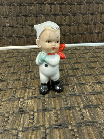 A-4281 Vintage MCM Anthropomorphic Small Child in Mittens Ceramic Figurine Japan