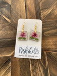 RSH-40 Square Dried Floral Resin Earrings