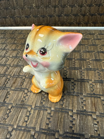 A-4279 Vintage MCM Anthropomorphic Kitty cat  Ceramic  Big Eyes Figurine Japan