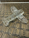 A-4283 Vintage ARMY BOMBER GLASS CANDY Container AIRPLANE 15-P-7 WW II Era JH Millstein