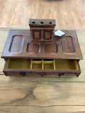 A 3811 Vintage Men’s Valet Dresser, watch holder, jewelry box, table top organizer Velvet yellow interior