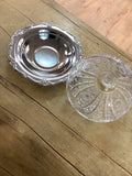 A-4264 Vintage Crystal and Silver Butter Or Cheese Dish