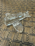 A-4283 Vintage ARMY BOMBER GLASS CANDY Container AIRPLANE 15-P-7 WW II Era JH Millstein