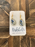 RSH-39 Tear Drop Dried Floral Resin Earrings