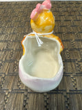 A-3421 Vintage Chick Ceramic planter. Made in Japan 1960s Florart hand painted
