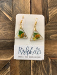 RSH-42 Traingle Dried Floral Resin Earrings