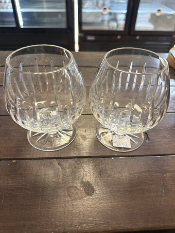 A 1692 Vintage Brandy Snifter Glasses Heavy Crystal Cups Set Of 2