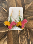 RSH-40 Square Dried Floral Resin Earrings