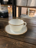 A-4154 Fire king white and gold trim cup & Saucer anchor Hocking milk glass