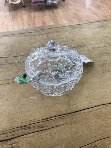 A-2718 Heavy Glass Sugar bowl with spoon