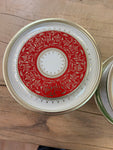 A-4179 Vintage Cookie Tin Green&Gold/Red&Gold