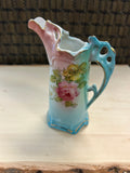 A-3094 RS PRUSSIA Miniature Pitcher Lovely Hand Painted Rose Design w/Gold Trim 5 1/4”