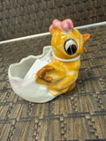 A-3421 Vintage Chick Ceramic planter. Made in Japan 1960s Florart hand painted