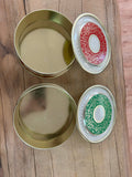 A-4179 Vintage Cookie Tin Green&Gold/Red&Gold