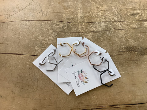 STD-129 Small Hexagon Earrings