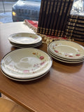 A-4268 SET OF 8 VINTAGE 1980's MING PAO MADE IN CHINA FLORAL CLOVER STONEWARE SIDE PLATES