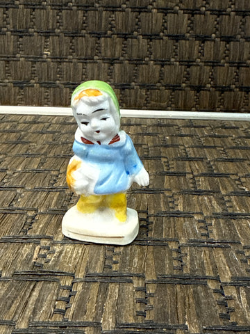 A-4281 Vintage MCM Anthropomorphic Small Child in Winter Coat Ceramic Figurine Japan