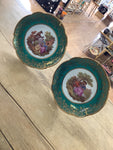 A 3472 LIMOGES FRANCE 4” DIAMETER PLATE WITH STAND ATTACHED COURTING SCENE FRAGONARD SET OF 2