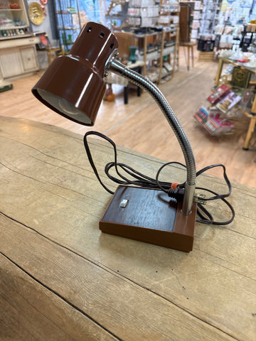 A-4267 Vintage Brown Woodgrain gooseneck (Tensor Styled) 60s desk lamp