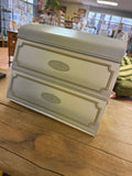 A-4243 Vintage Countertop or Hanging Vintage Ekco Unlimited White Metal Saran Wrap Tin Foil Paper Towel Dispenser
