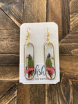 RSH-41 Oval Dried Floral Resin Earrings