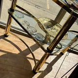 A-0013 2 Piece Brass Corner Table Glass Tops